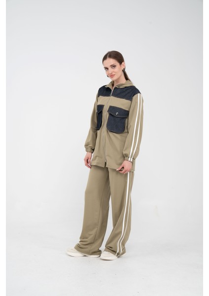 Kontrast Detaylı Fermuarlı Spor İkili Takım K1748 fırsatları