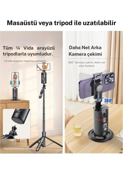 Triptoza P02 360° Otomatik Takipli Telefon Tripodu – Akıllı Hareketli Tripod Gimbal, Masaüstü Tripod modelleri