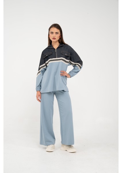 Dantel Şeritli Kot Detaylı İkili Takım K1751 fiyatları