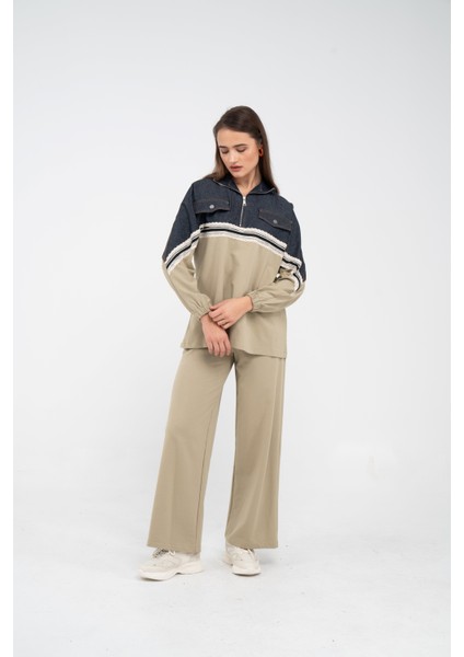 Dantel Şeritli Kot Detaylı Ikili Takım K1751 modelleri