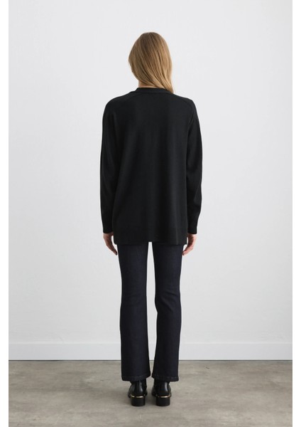 Rahat Kesim Yünlü Triko Hırka - Siyah indirimleri