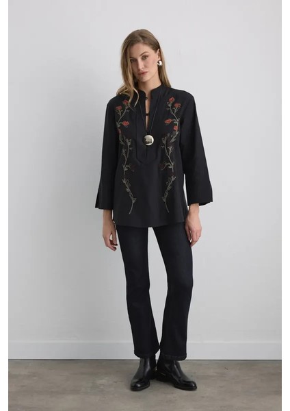 Anka Koleksiyonu Nakışlı Bluz - Siyah fırsatları