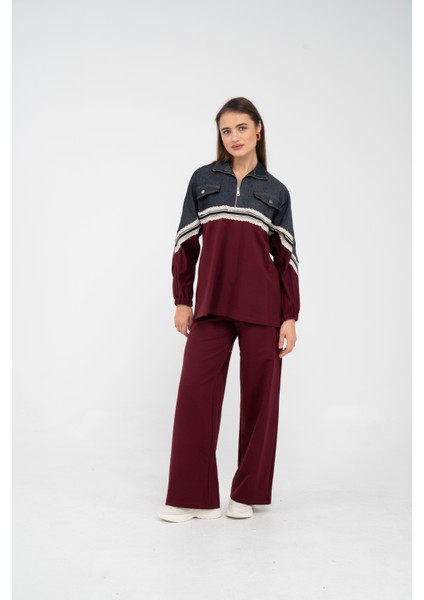 Dantel Şeritli Kot Detaylı Ikili Takım K1751 modelleri