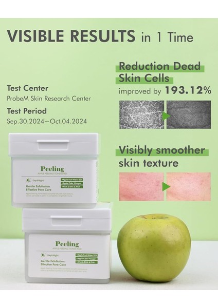 Elma Özlü Gözenek Temizleyici Aydınlatıcı Peeling Tonik Toner Pedi 80 Adet modelleri