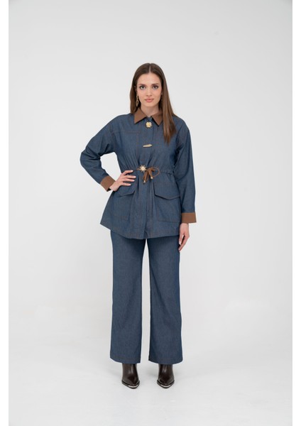 Kahve Detaylı Kadın İkili Takım K8073