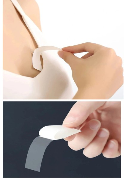 72 Adet Çift Taraflı Transparan Dekolte Kapatıcı Yapışkan Paça Boyu Düzeltici -Askılı Elbise Bandı fırsatları