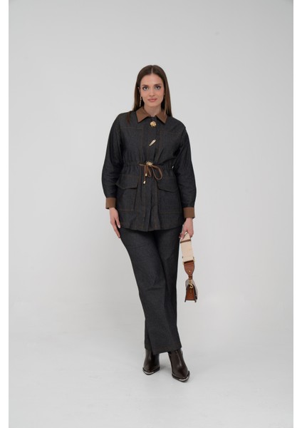 Kahve Detaylı Kadın İkili Takım K8073