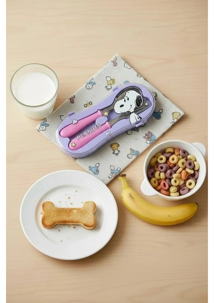 Snoopy Lisanslı Vintage Serisi Çatal Kaşık Seti (Mor)