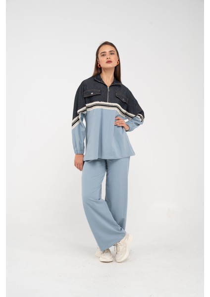 Dantel Şeritli Kot Detaylı Ikili Takım K1751 modelleri