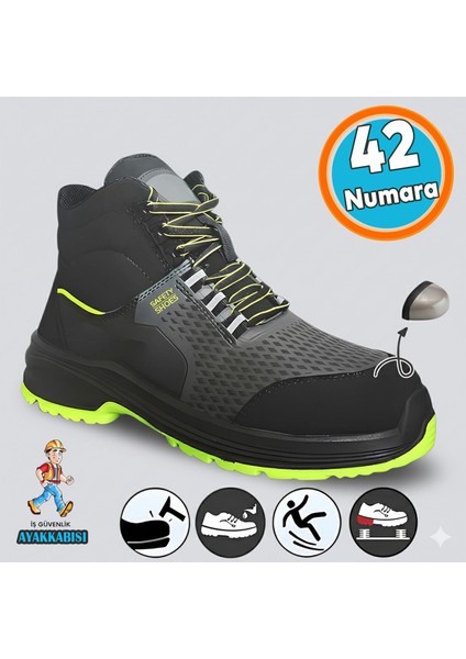 Süet Delikli Nefes Alan Çelik Burunlu Inşaatçı Tekstil Güvenlik Ayakkabı Bot Iş Ayakkabısı 42 Numara