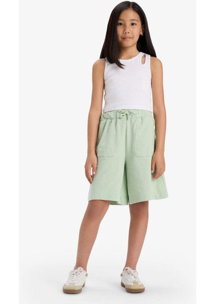Kız Çocuk Beli Lastikli Basic Düz Şort