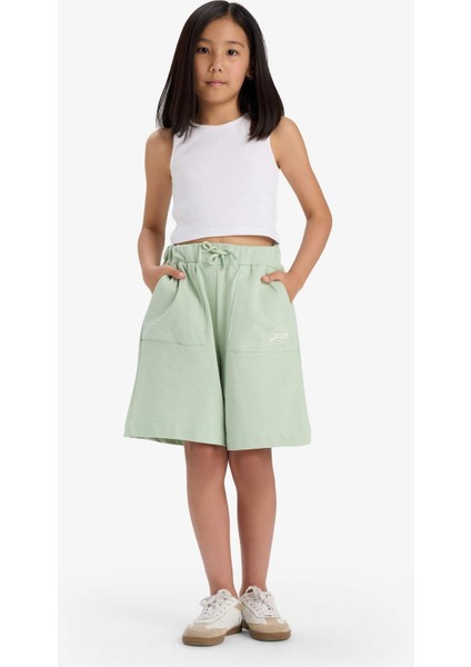 Kız Çocuk Beli Lastikli Basic Düz Şort