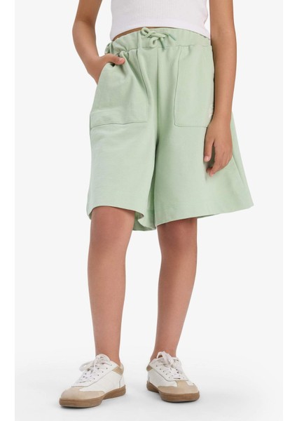 Kız Çocuk Beli Lastikli Basic Düz Şort