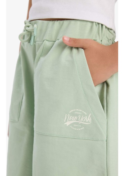 Kız Çocuk Beli Lastikli Basic Düz Şort