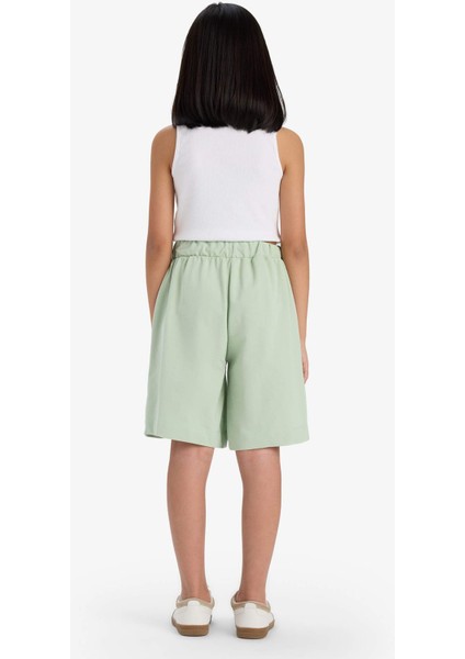 Kız Çocuk Beli Lastikli Basic Düz Şort