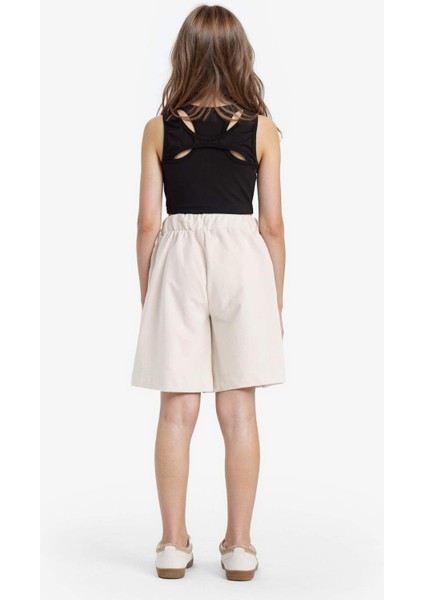 Kız Çocuk Beli Lastikli Basic Düz Şort