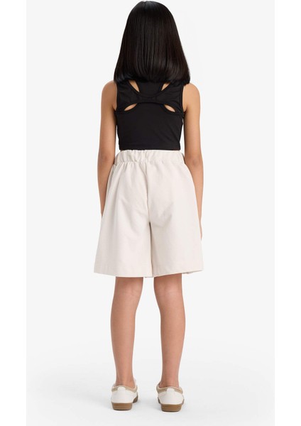 Kız Çocuk Beli Lastikli Basic Düz Şort