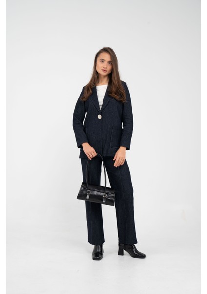 Tek Düğme Detaylı Alt Üst Kadın Takım K8075