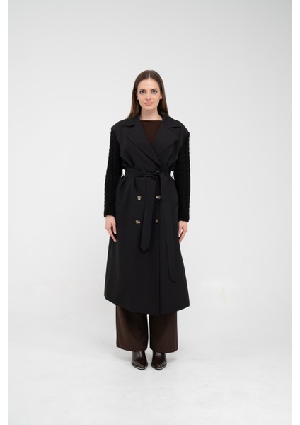 Triko Kollu Kemerli Trençkot K8070