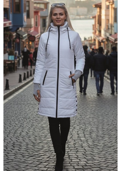 Kışlık Kapüşonlu Kadın Uzun Şişme Mont fırsatları