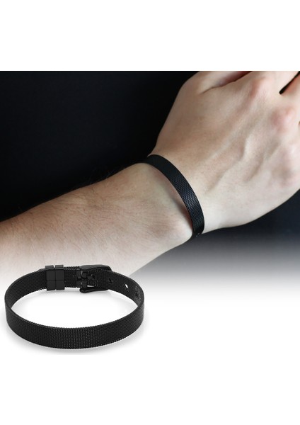 Uzunluk Ayarlı Siyah Renk Çelik Erkek Hasır Bileklik fiyatları