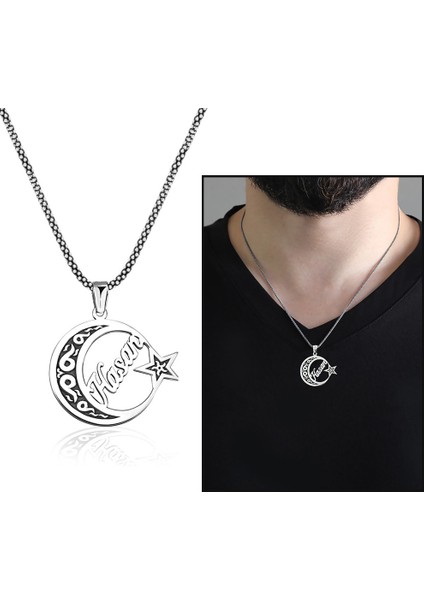 Ayyıldız Tasarım Isme Özel Yazılı 925 Ayar Gümüş Erkek Kolye fiyatları