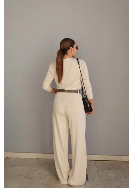 Ekru Vatkalı Bluz Pantolon Takım indirimleri