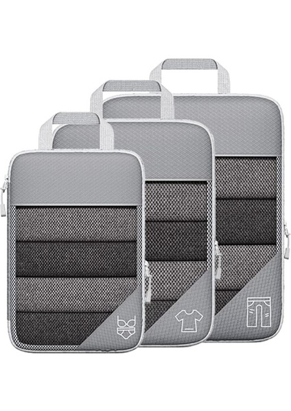 Adet Taşınabilir Çanta Seyahat Sıkıştırılabilir Saklama Kesesi Seti File Görsel Bagaj Düzenleyici Gri (Yurt Dışından)