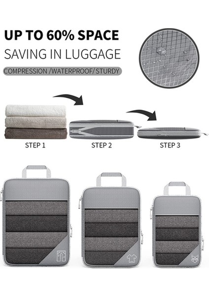 Adet Taşınabilir Çanta Seyahat Sıkıştırılabilir Saklama Kesesi Seti File Görsel Bagaj Düzenleyici Gri (Yurt Dışından) indirimleri