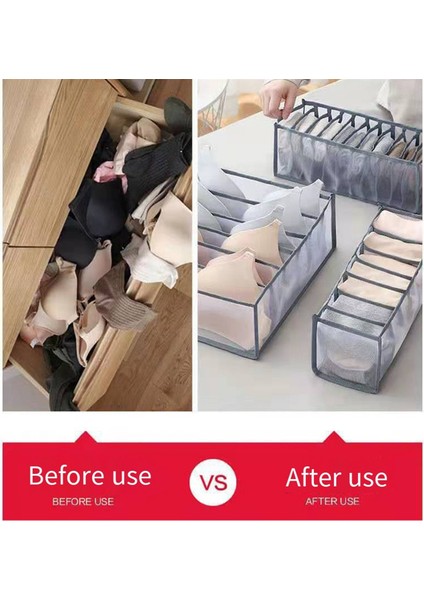 Iç Çamaşırı Sütyen Çorap Düzenleyici Saklama, Yıkanabilir Katlanabilir Çekmeceli Giysi Düzenleyici (Gri - 6 Izgara) (Yurt Dışından)