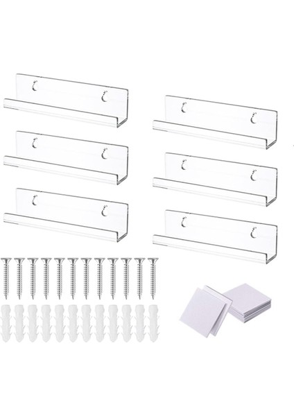 Akrilik Vinil Plak Yüzen Raflar 6'lı Paket, Akrilik Plak Rafı, Vinil Plak Sergileme Tutucusu (7 Inç) (Yurt Dışından)