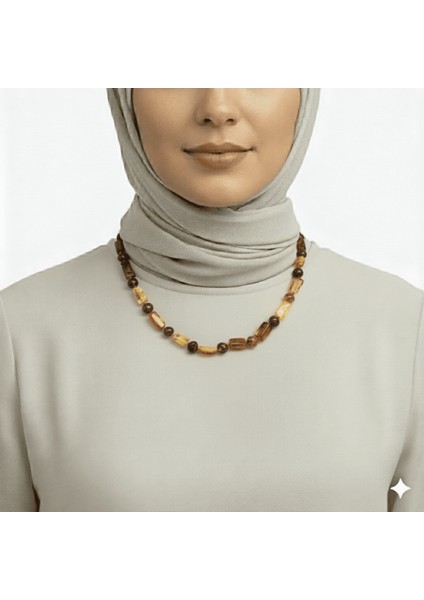 Doğal Form Bal Kahverengi Hareli Hakiki Damla Kehribar Taşlı Kadın Kolye modelleri