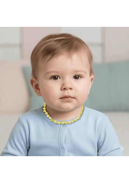 Mat Soft Sarı Renk Doğal Form Damla Kehribar Taşlı Bebek Diş Kolyesi modelleri