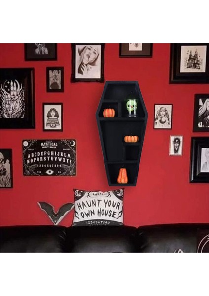 Tabut Rafı - Ev, Yatak Odası, Oturma Odası, Banyo Için Masif Pvc Siyah Yüzen Duvar Rafları - Ürkütücü Gotik Dekor (Yurt Dışından) indirimleri