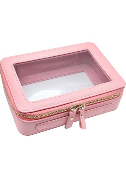 Şeffaf Kozmetik Kutusu Fermuarlı Deri Turizm Kozmetik Saklama Kutusu Kare Hava Yastıklı Kutu Ruj Kutusu (Yurt Dışından)