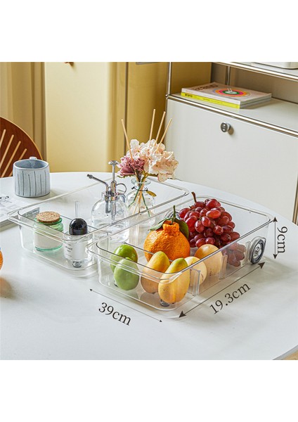 Parça Buzdolabı Çekmece Düzenleyici ve Saklama Şeffaf Buzdolabı Düzenleyici Tekerlekli, Kalın Yükseltme (Yurt Dışından)