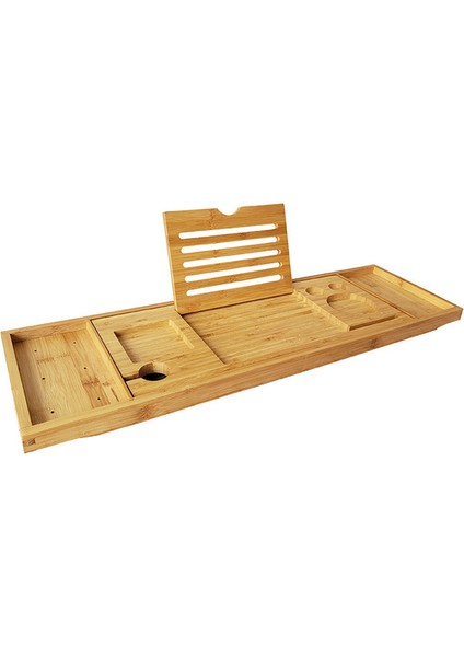 Bambu Küvet Tepsisi, Kitap Tablet Şarap Kadehi Bardak Havlu Askısı ile Ayarlanabilir Banyo Küvet Düzenleyici (Yurt Dışından)