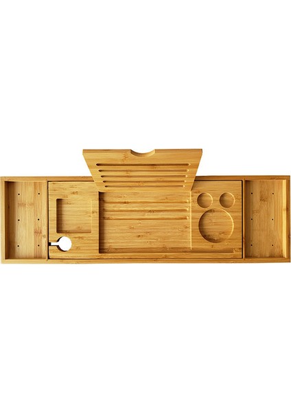 Bambu Küvet Tepsisi, Kitap Tablet Şarap Kadehi Bardak Havlu Askısı ile Ayarlanabilir Banyo Küvet Düzenleyici (Yurt Dışından) modelleri