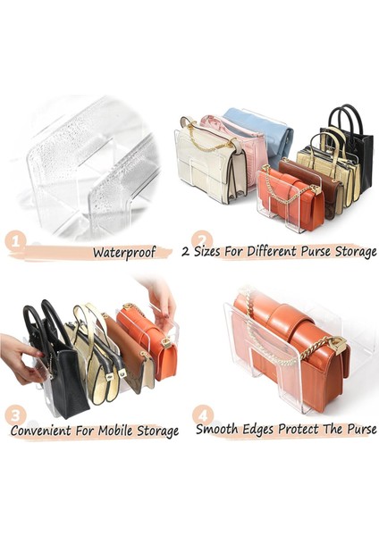 Dolap Için Çanta Düzenleyici, Akrilik Şeffaf Çanta Saklama Düzenleyicileri, 2 Adet Farklı Boyutta Bölücü Tutucu, Çanta Rafı (Yurt Dışından) fırsatları