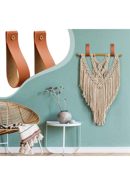 Adet Pu Deri Duvar Kancası Duvar Askı Kayışı Deri Perde Çubuğu Tutucu Çakıllı Deri Kayış Askısı Havlu Kancası (Yurt Dışından)