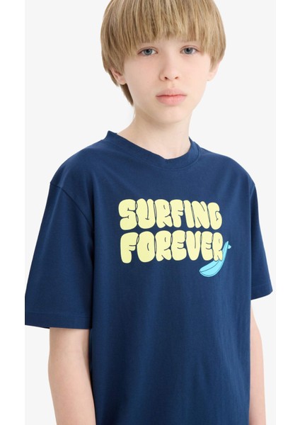 Erkek Çocuk Bisiklet Yaka Baskılı Kısa Kollu Tişört E0183A825HS