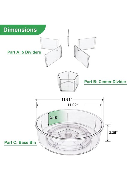 Dolap, Buzdolabı ve Kiler Tezgahı Için Tembel Susan Pikap Düzenleyici Şeffaf Büyük Baharat Rafı 2 Adet 11,6 Inç (Yurt Dışından) fiyatları