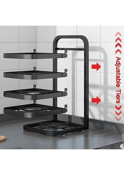 Tencere ve Tava Düzenleyici Tencere Rafı Tava Tutucu Dolap Altı Ayarlanabilir Mutfak Düzenleyicileri ve Depolama Siyah (Yurt Dışından) fırsatları