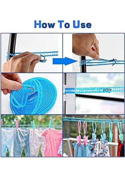 Bahçe, Seyahat, Karavan Veya Karavan Için 24 Askılı Mandallı 3'lü Kaymaz Çamaşır Ipi Paketi, 3 / 5 / 8 M (Yurt Dışından) fiyatları