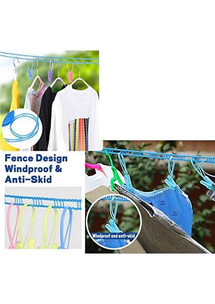 Bahçe, Seyahat, Karavan Veya Karavan Için 24 Askılı Mandallı 3'lü Kaymaz Çamaşır Ipi Paketi, 3 / 5 / 8 M (Yurt Dışından) indirimleri