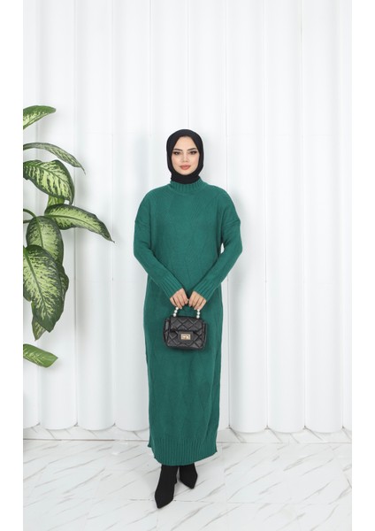 Baklava Desenli Triko Elbise