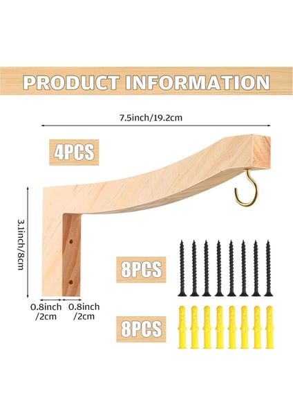 Adet Askılı Bitki Askısı T Şeklinde Bitki Kancaları 7,55 Inç Ahşap Duvara Monte Bitki Braketi Duvar Bitki Tutucu Iç Mekan (Yurt Dışından) fiyatları