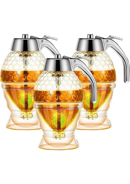 Bal Dağıtıcısı, Standlı Damlamasız Şurup Kabı, Güzel Petek Şeklinde Bal Kavanozu, Şurup Şeker Kabı, 3'lü Paket (Yurt Dışından)