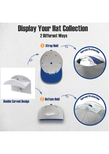 Duvara Monte Beyzbol Şapka Askısı, Beyzbol Şapkaları Için Yapışkanlı Şapka Askıları, Süper Güçlü Şapka Sergileme Kancaları, Delme Gerektirmez - A (Yurt Dışından) modelleri