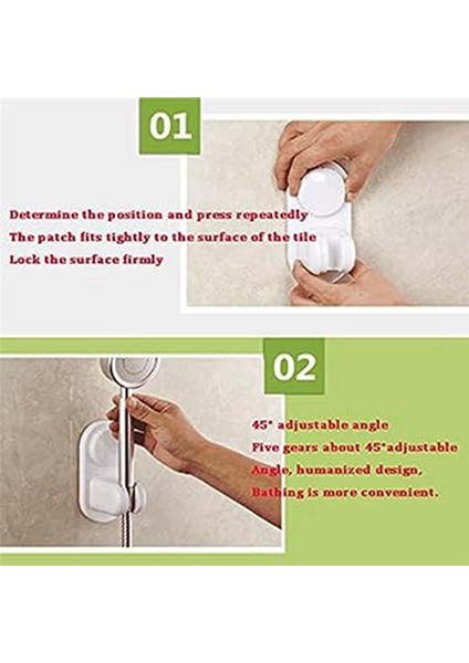 Duvara Monte Duş Braketi Banyo Ayarlanabilir Vantuzlu Duş Başlığı Duş Tabanı 5 Açı Ayarlanabilir Beyaz (Yurt Dışından) modelleri